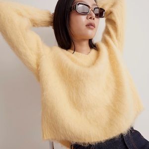 Madewell Brushed V-Neck Sweater in Heather Lemon
